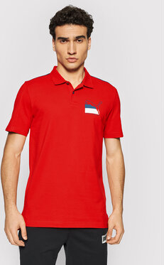 Czerwona koszulka polo Puma z krótkim rękawem w sportowym stylu