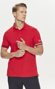 Czerwona koszulka polo Tommy Hilfiger w stylu casual