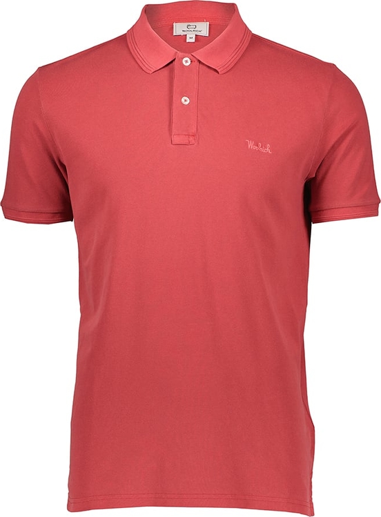 Czerwona koszulka polo Woolrich z krótkim rękawem