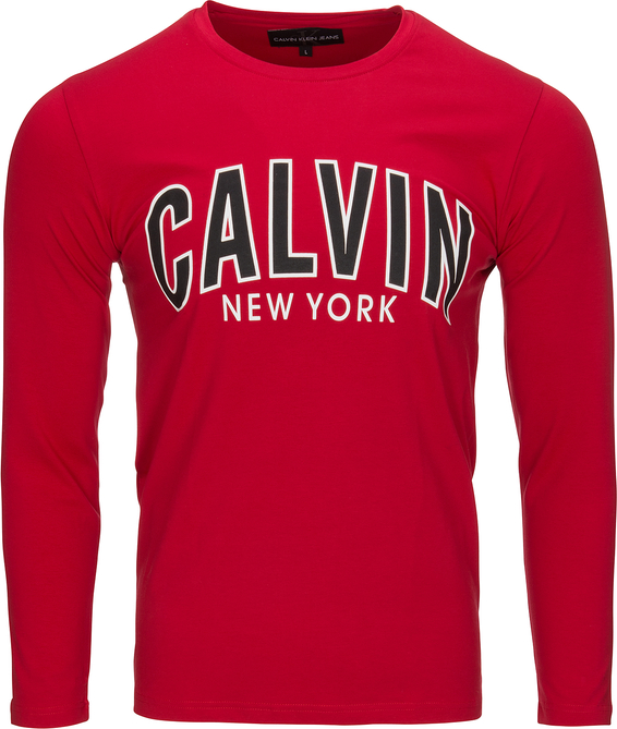 Czerwona koszulka z długim rękawem Calvin Klein z bawełny