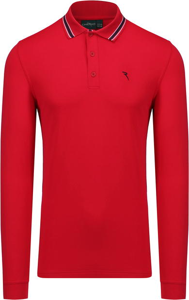 Czerwona koszulka z długim rękawem Chervo w stylu casual z tkaniny z długim rękawem