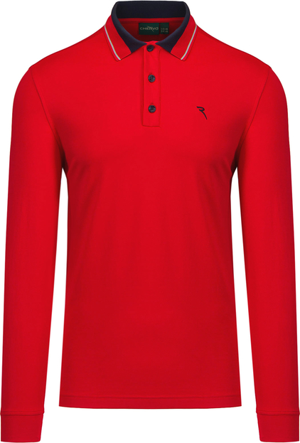 Czerwona koszulka z długim rękawem Chervo z tkaniny w stylu casual
