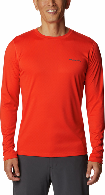 Czerwona koszulka z długim rękawem Columbia z tkaniny w sportowym stylu