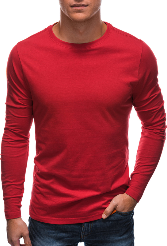Czerwona koszulka z długim rękawem Edoti w stylu casual z bawełny