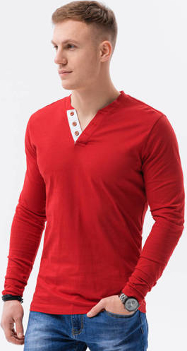 Czerwona koszulka z długim rękawem Ombre z długim rękawem