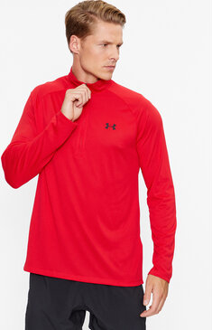 Czerwona koszulka z długim rękawem Under Armour z długim rękawem w sportowym stylu