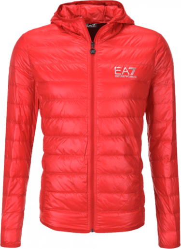 Czerwona kurtka Emporio Armani w młodzieżowym stylu