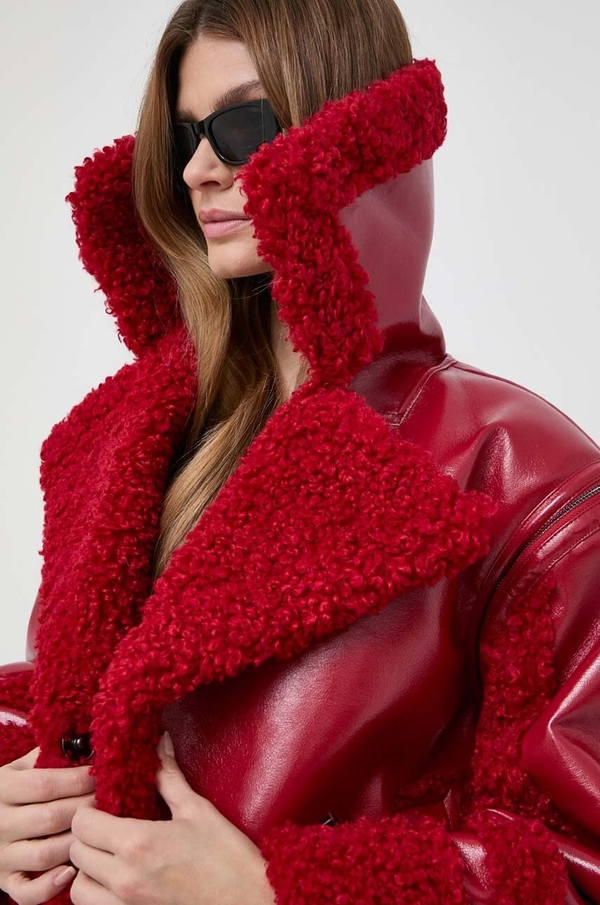 Czerwona kurtka Karl Lagerfeld krótka w stylu klasycznym bez kaptura