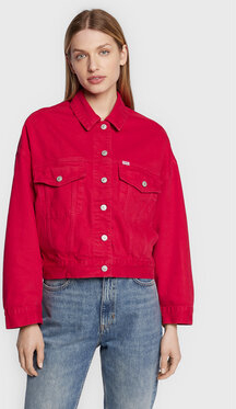 Czerwona kurtka LTB krótka w stylu casual z jeansu