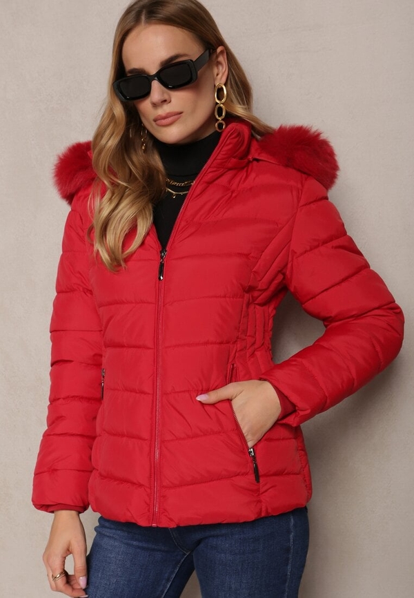 Czerwona kurtka Renee w stylu casual krótka