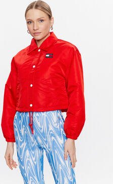 Czerwona kurtka Tommy Jeans w stylu casual bez kaptura