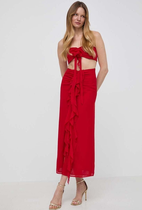 Czerwona spódnica Bardot midi