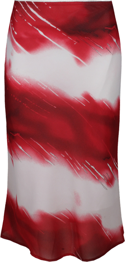 Czerwona spódnica Fokus w stylu vintage midi z tkaniny
