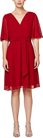 Czerwona sukienka amazon.de rozkloszowana z dekoltem w kształcie litery v mini