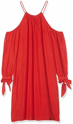 Czerwona sukienka amazon.de z długim rękawem w stylu casual
