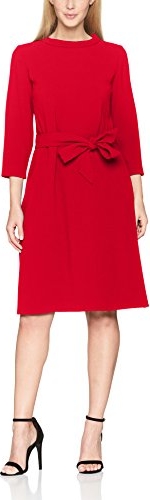 Czerwona sukienka amazon.de z długim rękawem w stylu casual z okrągłym dekoltem