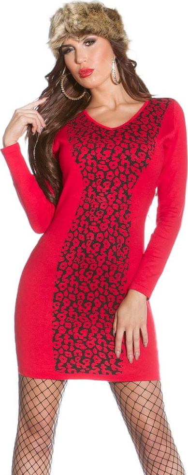 Czerwona sukienka Amiatex z długim rękawem w stylu casual