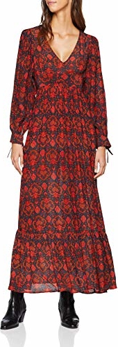 Czerwona sukienka Antik Batik z długim rękawem w stylu casual