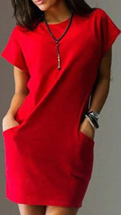 Czerwona sukienka Arilook z krótkim rękawem sportowa z dresówki