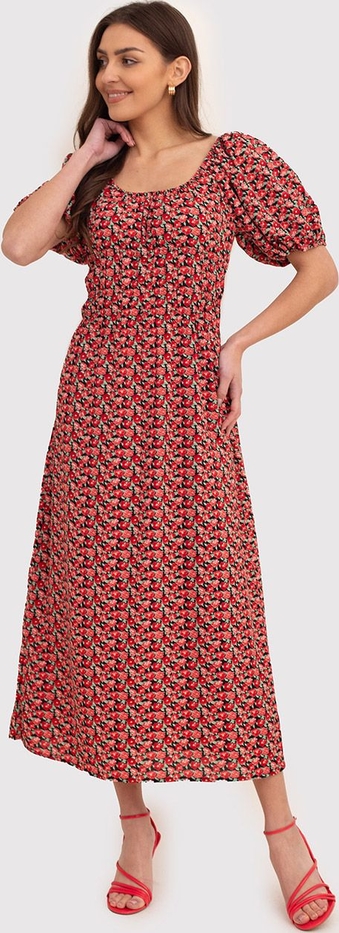 Czerwona sukienka Ax Paris z krótkim rękawem w stylu vintage maxi