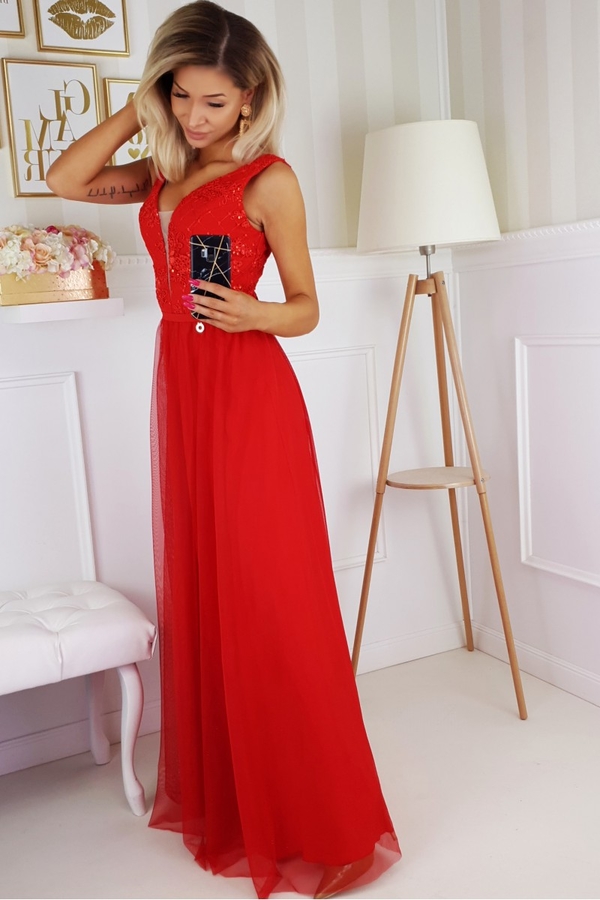 Czerwona sukienka Bicotone z dekoltem w kształcie litery v