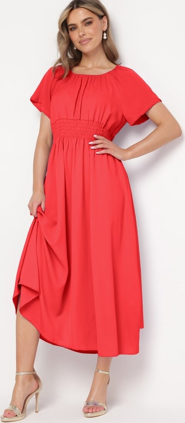 Czerwona sukienka born2be w stylu klasycznym maxi