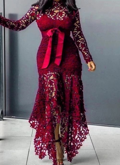Czerwona sukienka Cikelly maxi z dekoltem w kształcie litery v