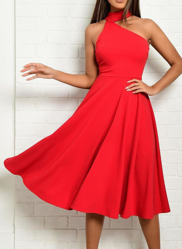 Czerwona sukienka Cikelly z okrągłym dekoltem bez rękawów