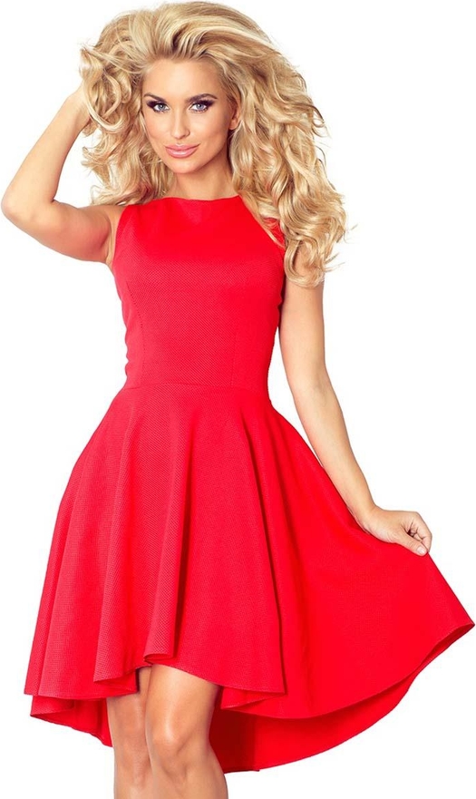 Czerwona sukienka Coco Style asymetryczna z okrągłym dekoltem