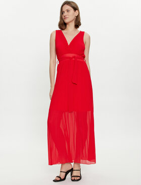 Czerwona sukienka Dixie z dekoltem w kształcie litery v maxi