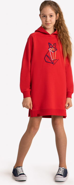 Czerwona sukienka dziewczęca Volcano z bawełny