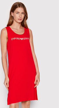 Czerwona sukienka Emporio Armani w stylu casual bez rękawów z okrągłym dekoltem