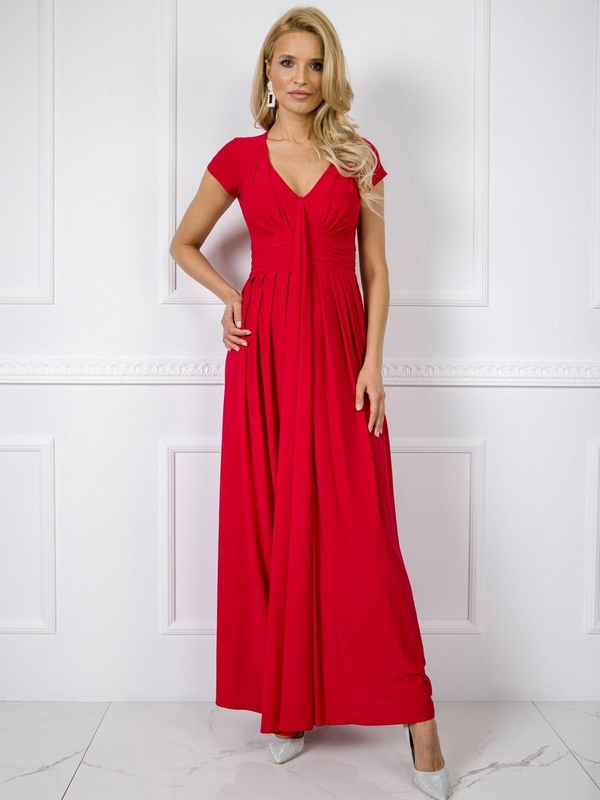 Czerwona sukienka Factory Price z dekoltem w kształcie litery v