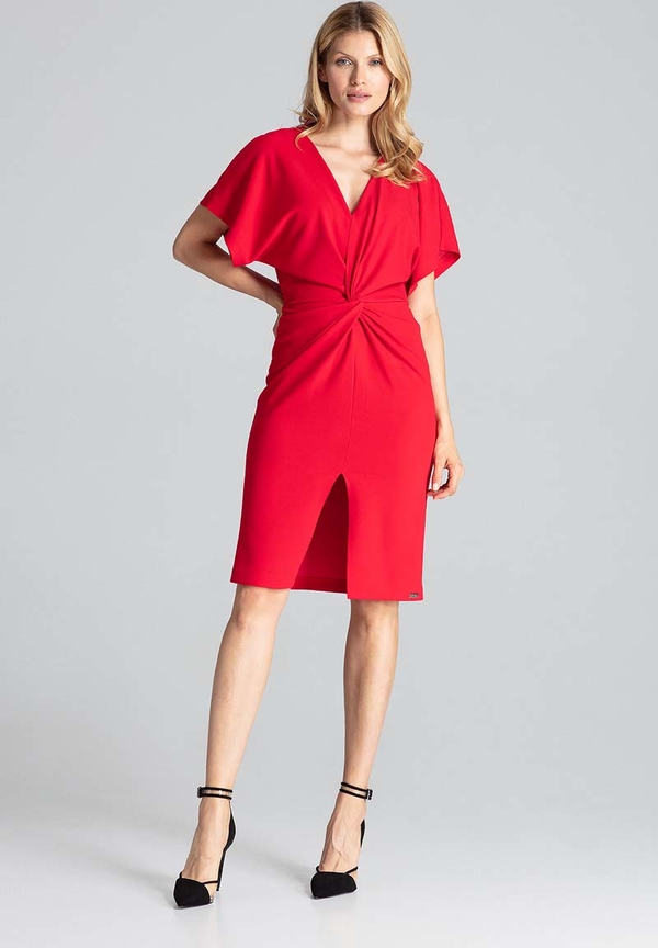Czerwona sukienka Figl z dekoltem w kształcie litery v