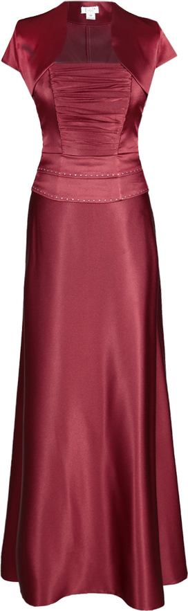 Czerwona sukienka Fokus maxi rozkloszowana z krótkim rękawem