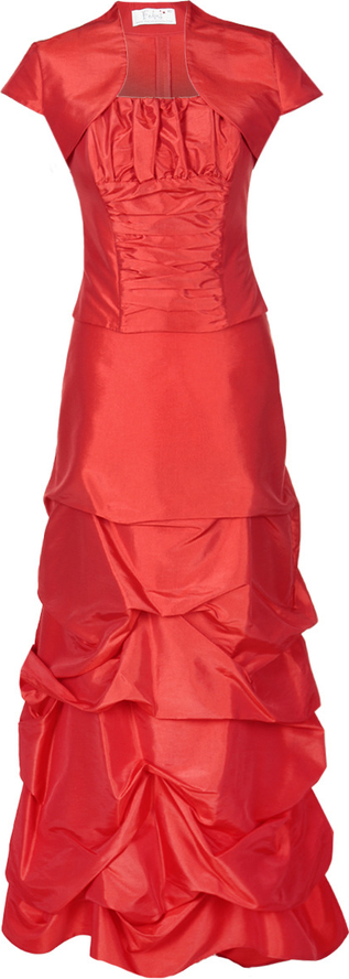 Czerwona sukienka Fokus maxi z krótkim rękawem