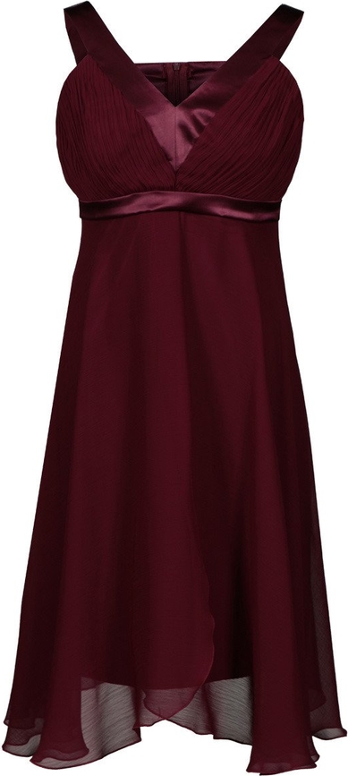 Czerwona sukienka Fokus midi rozkloszowana z szyfonu