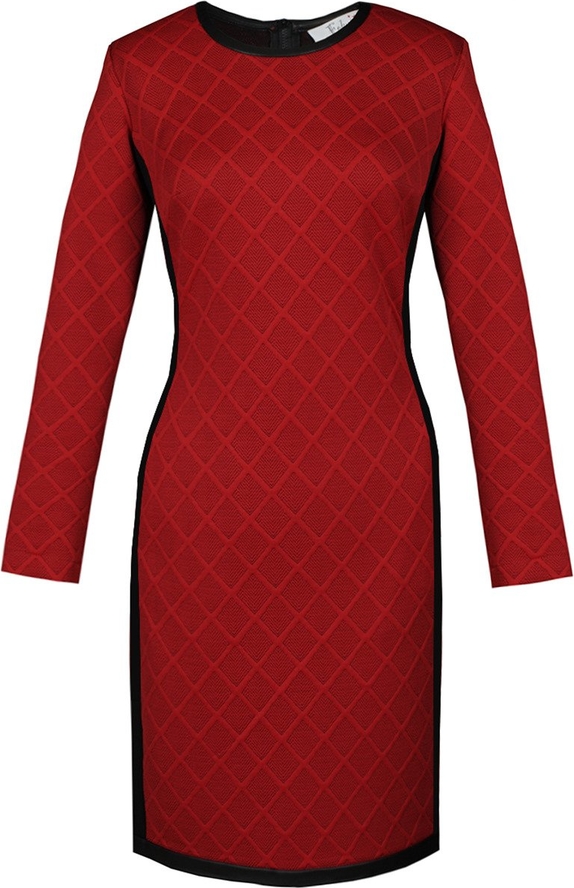 Czerwona sukienka Fokus midi w stylu casual z dzianiny