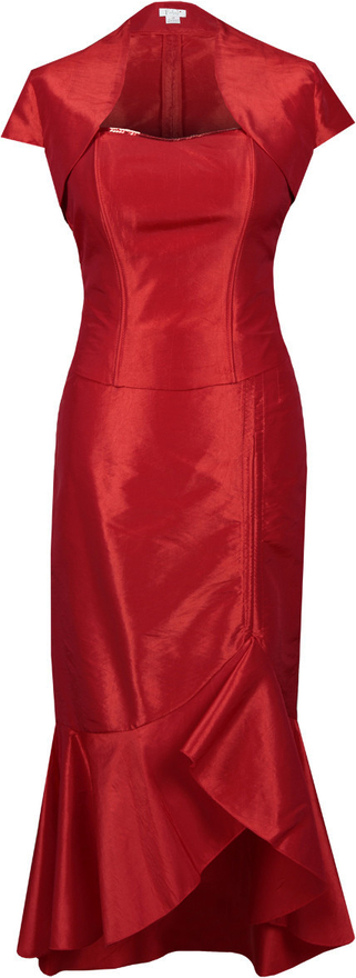Czerwona sukienka Fokus midi z krótkim rękawem