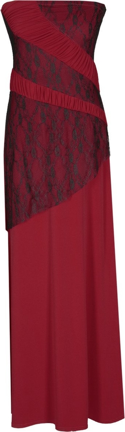 Czerwona sukienka Fokus rozkloszowana w stylu glamour bez rękawów