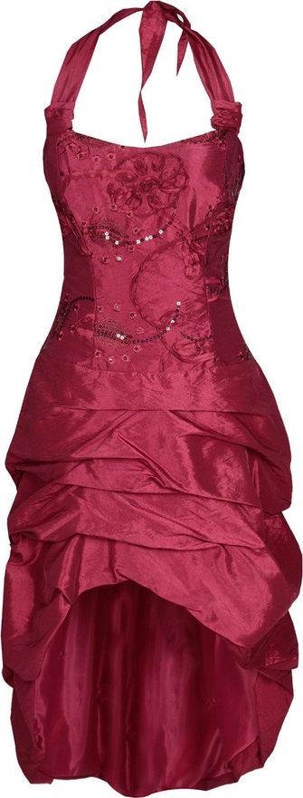 Czerwona sukienka Fokus w stylu glamour midi z krótkim rękawem