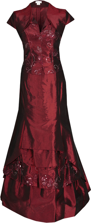 Czerwona sukienka Fokus w stylu glamour z krótkim rękawem z dekoltem w kształcie litery v