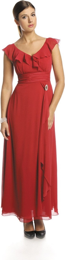 Czerwona sukienka Fokus z krótkim rękawem w stylu boho rozkloszowana