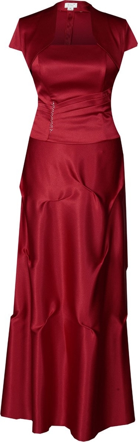 Czerwona sukienka Fokus z krótkim rękawem wyszczuplająca z okrągłym dekoltem