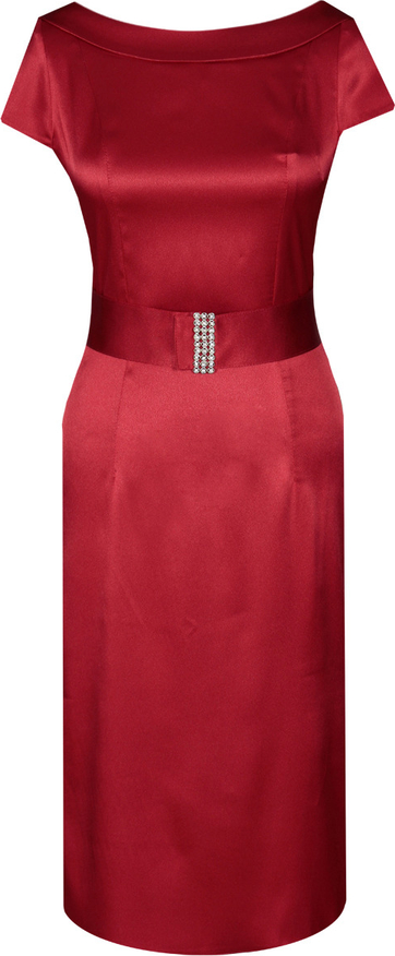 Czerwona sukienka Fokus z krótkim rękawem z szyfonu