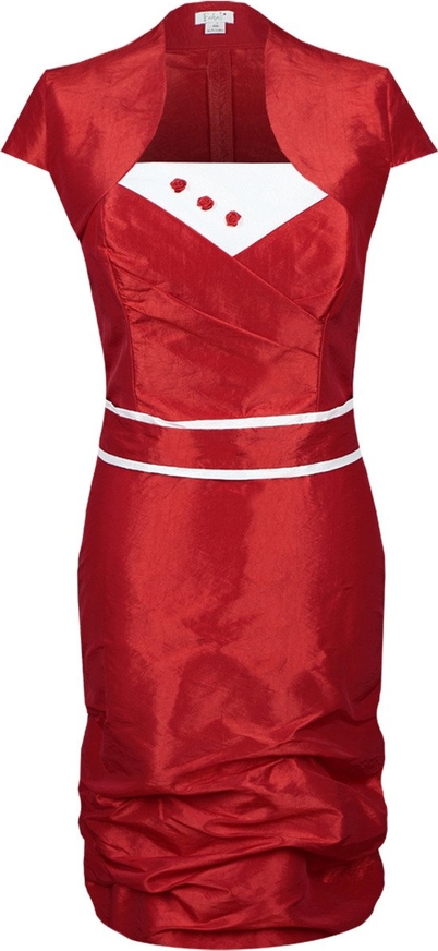 Czerwona sukienka Fokus z okrągłym dekoltem midi
