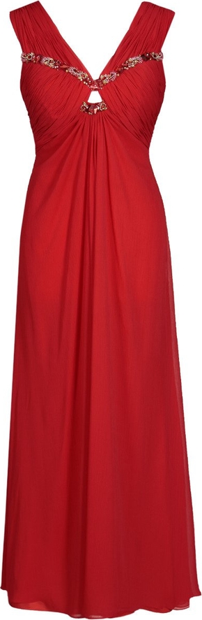 Czerwona sukienka Fokus z szyfonu maxi w stylu glamour