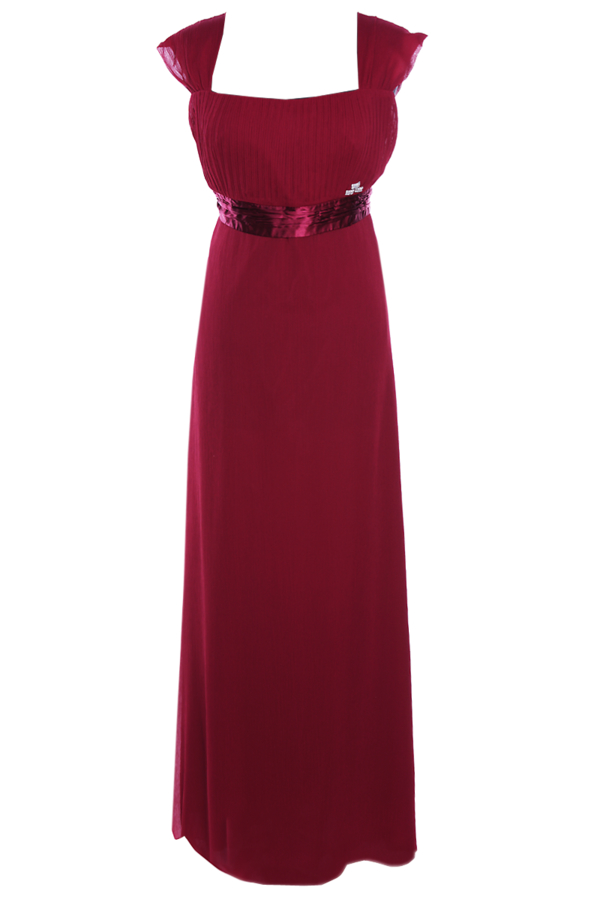 Czerwona sukienka Fokus z szyfonu z przeźroczystą kieszenią