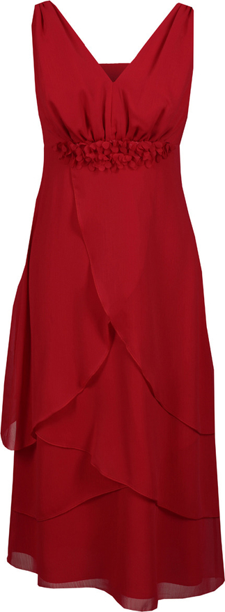 Czerwona sukienka Fokus z tkaniny w stylu glamour asymetryczna