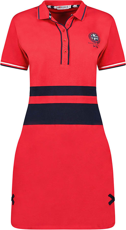 Czerwona sukienka Geographical Norway mini w sportowym stylu z bawełny
